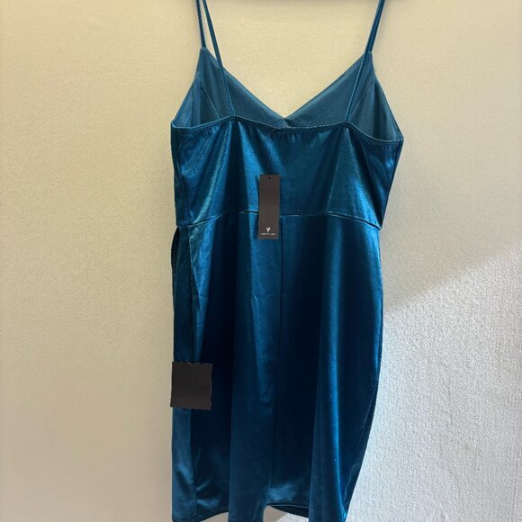 LULUS BLUE SATIN MINI DRESS- NWT - Picture 2 of 3